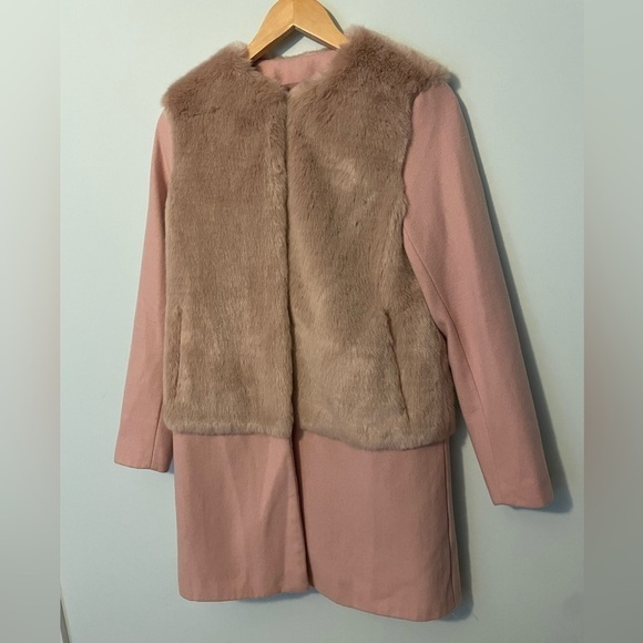 Zara Faux Fur Peacoat XS Light Pink - Picture 5 of 12